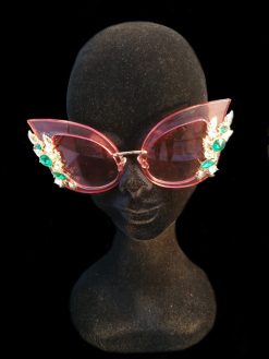 Occhiali di sole Farfalla rosa e strass