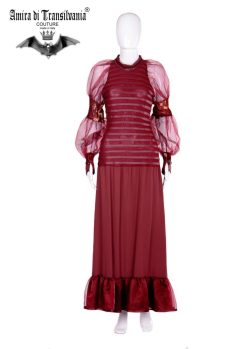 Abito bordo con maniche in organza