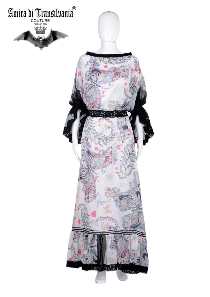 Abito couture con fantasia arabesque