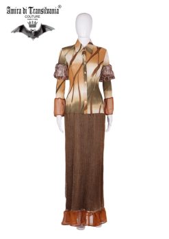 Abito couture stile chemise fantasia d'autunno