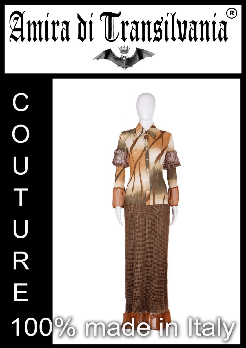 Abito couture stile chemise fantasia d'autunno
