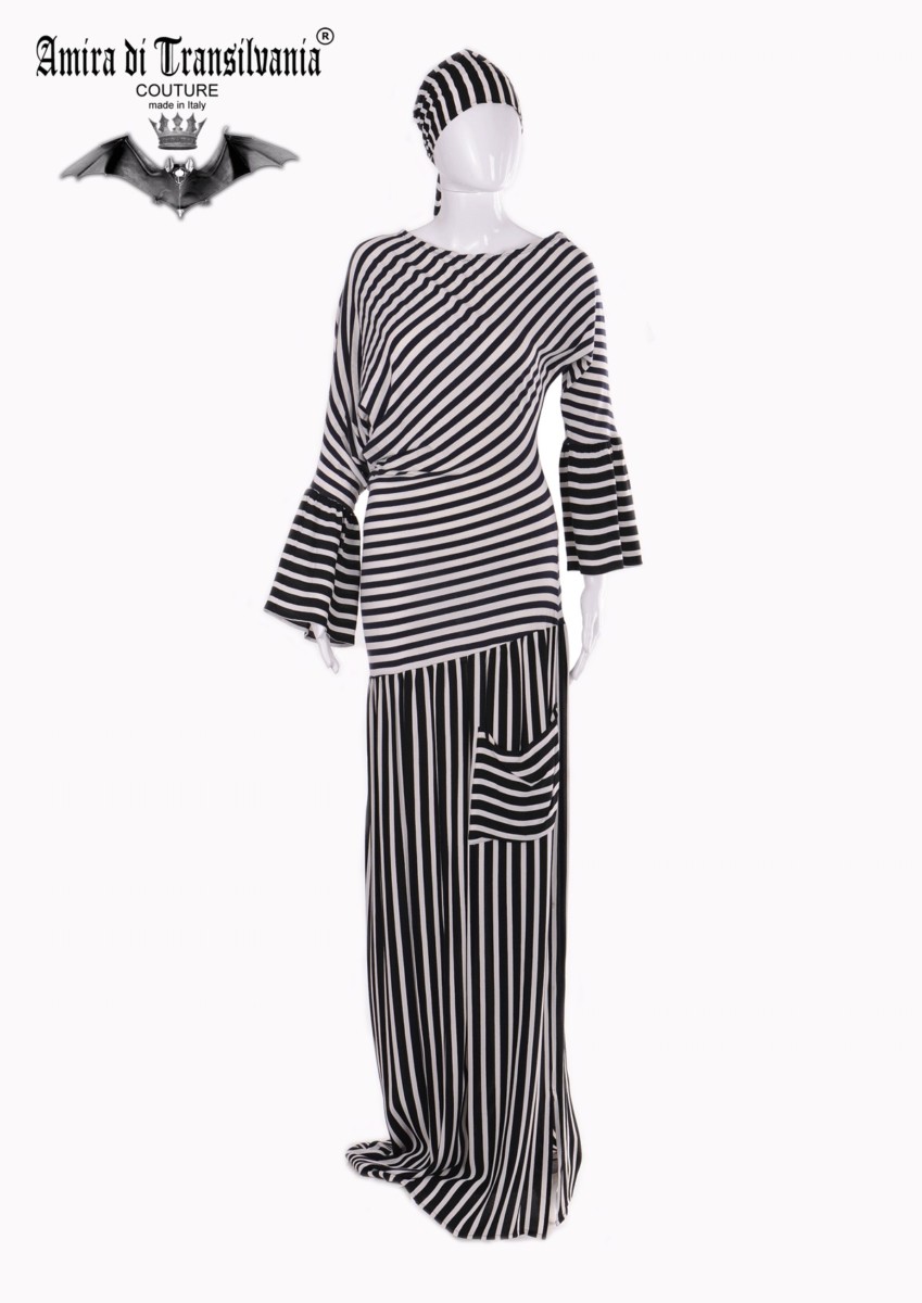 Abito couture casual yacht style fantasia a righe