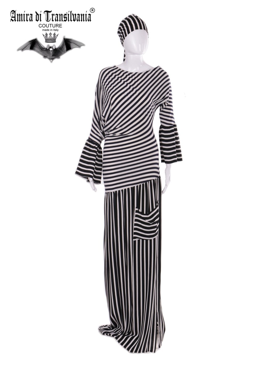 Abito couture casual yacht style fantasia a righe