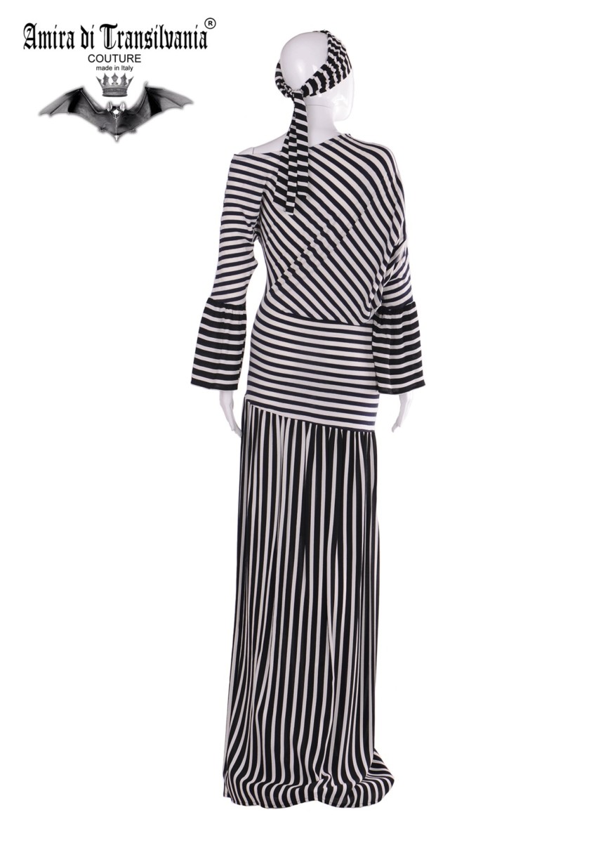 Abito couture casual yacht style fantasia a righe