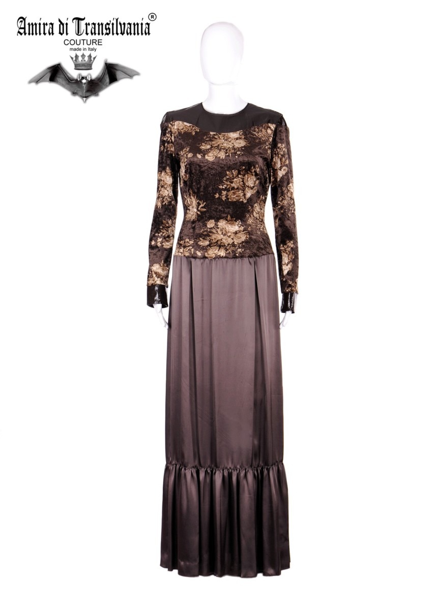 Abito couture in velluto e raso