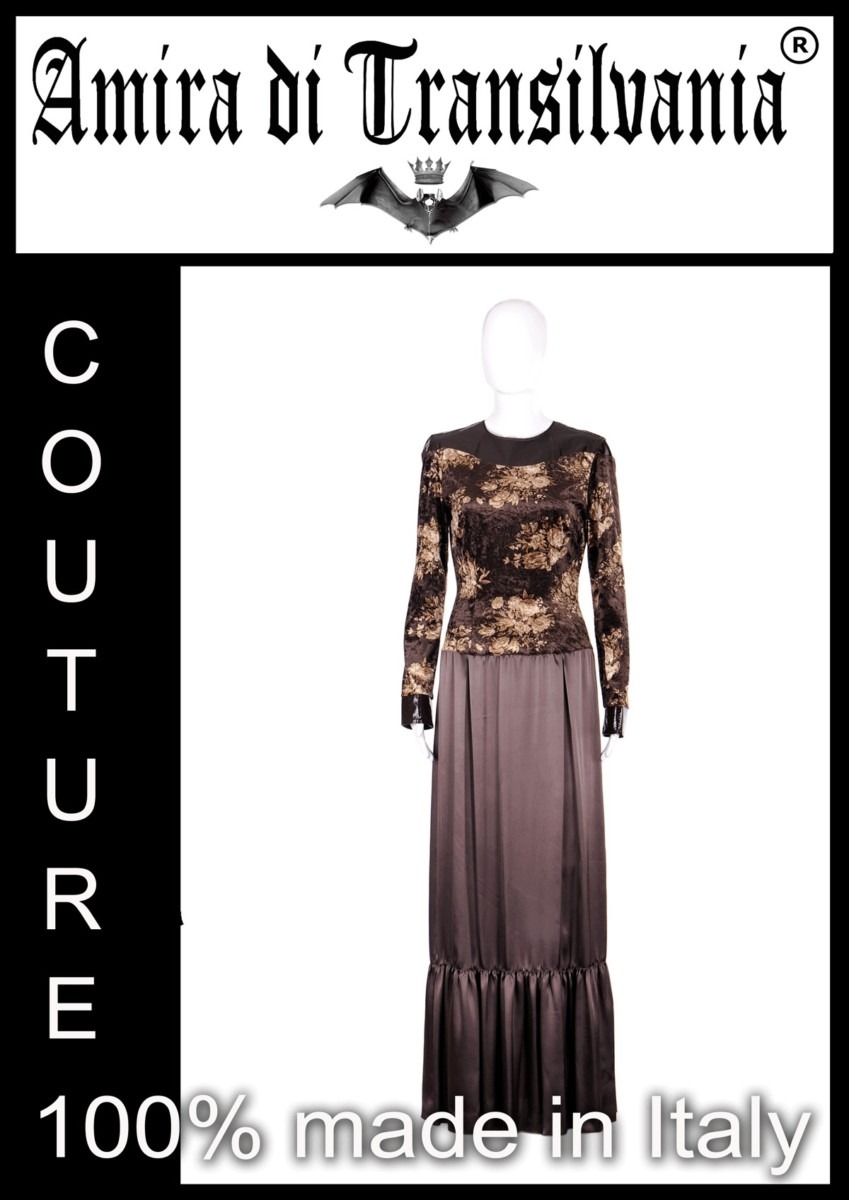Abito couture in velluto e raso