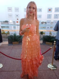 Orecchini rosa macramè con pendenti