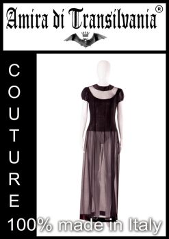 Abito couture in voal e vernice