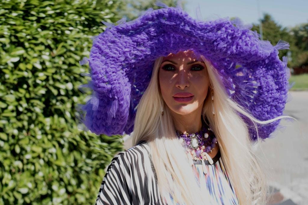 Cappello turchese in tulle brand KnotFur