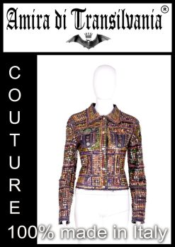 Giacca couture con paillette ricamata a mano