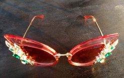 Occhiali di sole Farfalla rosa e strass