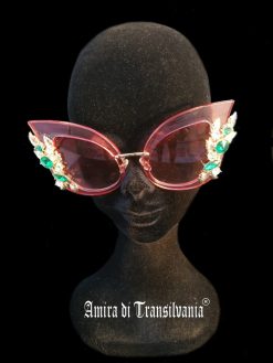 Occhiali di sole Farfalla rosa e strass