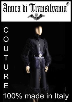 Pelliccia ecologica in nodi di tulle nero e neoprene