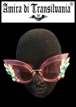 Occhiali di sole Farfalla rosa e strass