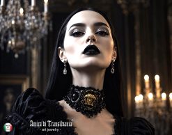 Dark Gothic Choker, Embroidered Macrame Lace Jewelry, Medusa Medallion Necklace Dramatic & Statement Collar
