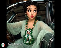 Betty Boop - Big Bold Chunky Necklaces, Statement Green Emerald Jewelry, Old Hollywood Icon Diva Pendant