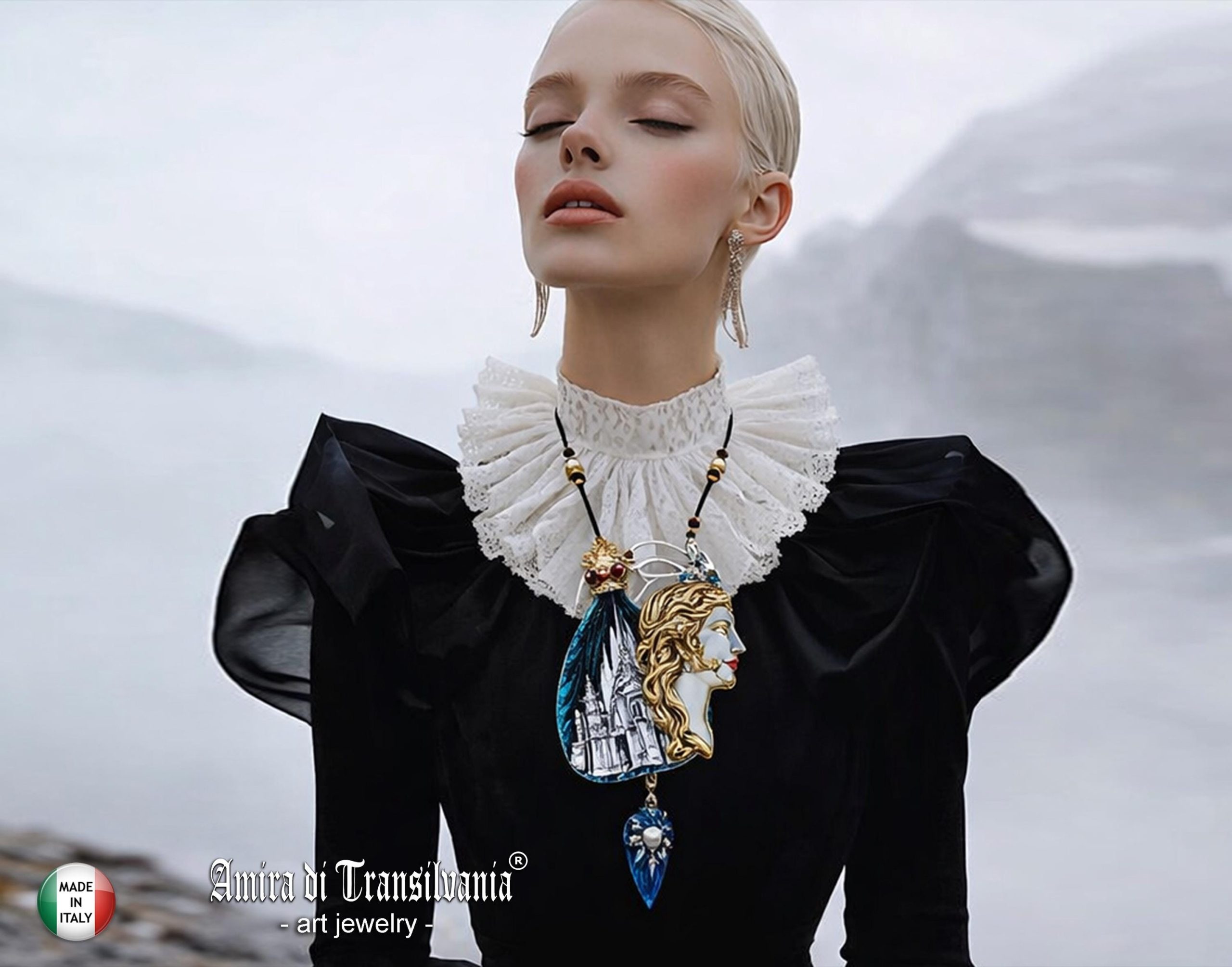 Silver Eagle Pendant, Statement Necklace Vulture Wild Bird Jewelry, Viking Castel Raw Stone Charm