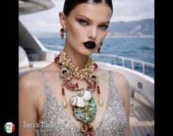 Medusa Pendant Necklace, Goddess Greek Mythology Sculpture Jewelry, Octopus Tentacle Aquamarine Pearl Shell Charm