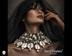 Luxury Necklace, Venetian Statement Jewelry Maximalist Beaded Choker, Embroidered Lace Macrame Victorian Gothic Collar