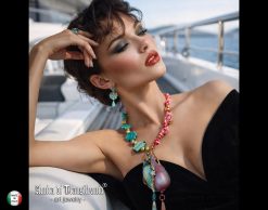 Turquoise Jewelry Gemstone, Puka Shell Luxury Necklace, Nautilus Pendant Seashell Natural Sea Conch & Cowrie
