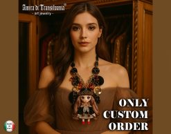 Tribe Designs, Extravagant Wild Life Doll Pendant, Designer Jewelry Chunky Necklace Charm, Folk Collar