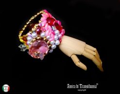 Flower Bracelet, Maximalist Cuff Bangle, Sculptural Couture Jewelry, Statement Baroque Rococo Designer Luxury Brand