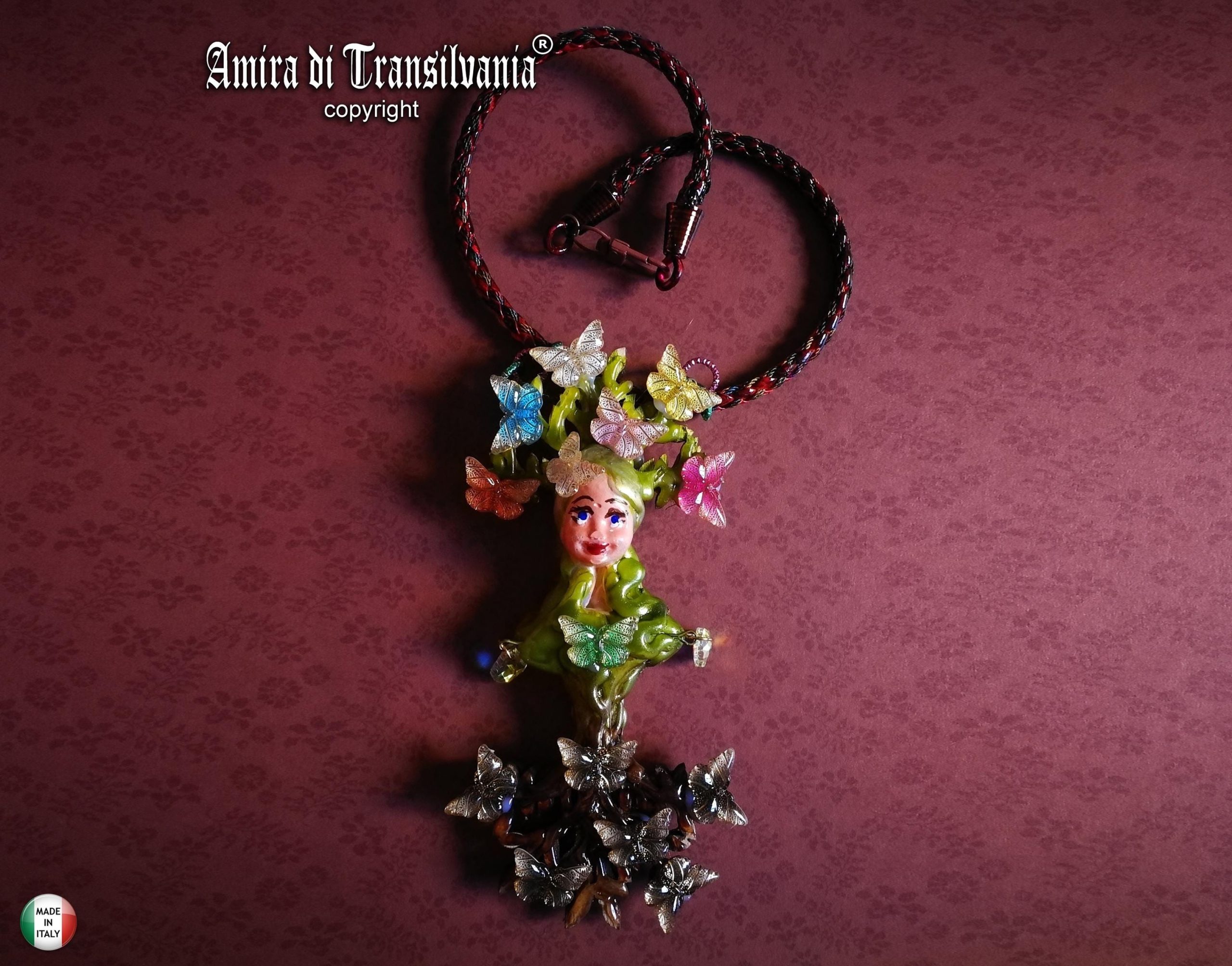 Tree of Life, Statement Nature Jewelry Art Nouveau Pendant, Butterfly Liberty Style Yggdrasil Charm