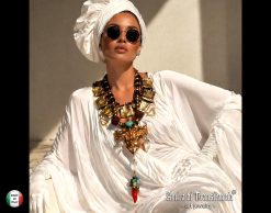 African Brass Mask Pendant Necklace, Rock Crystal Tribal Beads Shaman Jewelry Ethnic Statement Luxury