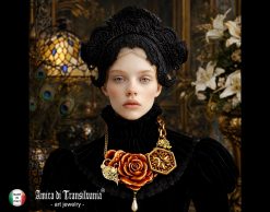 Art Deco Necklace, Flower Leaf Elegant Pendant, Belle Epoque Jewelry Locket, Medallion Bee Nest