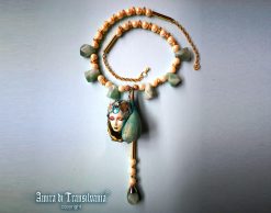Aquamarine Necklace, Mother of Pearl Shell & Stone Luxury Jewelry Nautilus Pendant Natural Seashell Statement Jewel