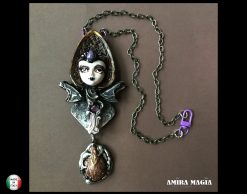 The Popess, Victorian Gothic Necklace Faity Tale Jewelry, Statement Head Pendant Jewelry Sculpture Bib