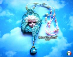 Handmade Art Deco Angel Wing Pendant Necklace, Celestial Jewelry