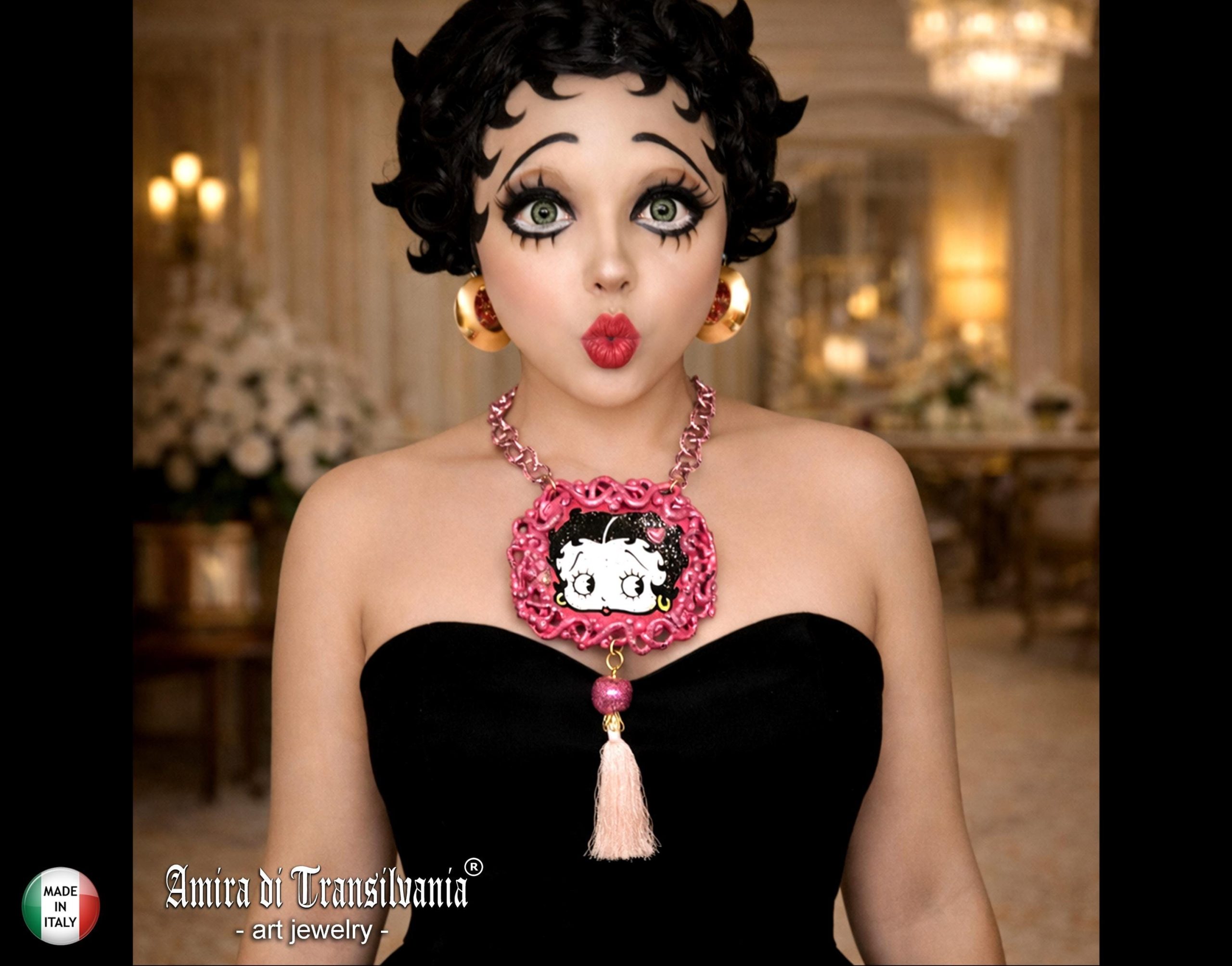 Betty Boop Necklace - Luxury Statement Pop Art Jewelry Hollywood Icon Pin Up Pendant