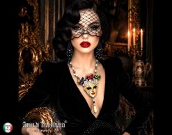 Venetian Mask Costume Jewelry, Theatre & Carnival Sculptural Baroque Pendant, OOAK Luxury Charm Statement Necklace