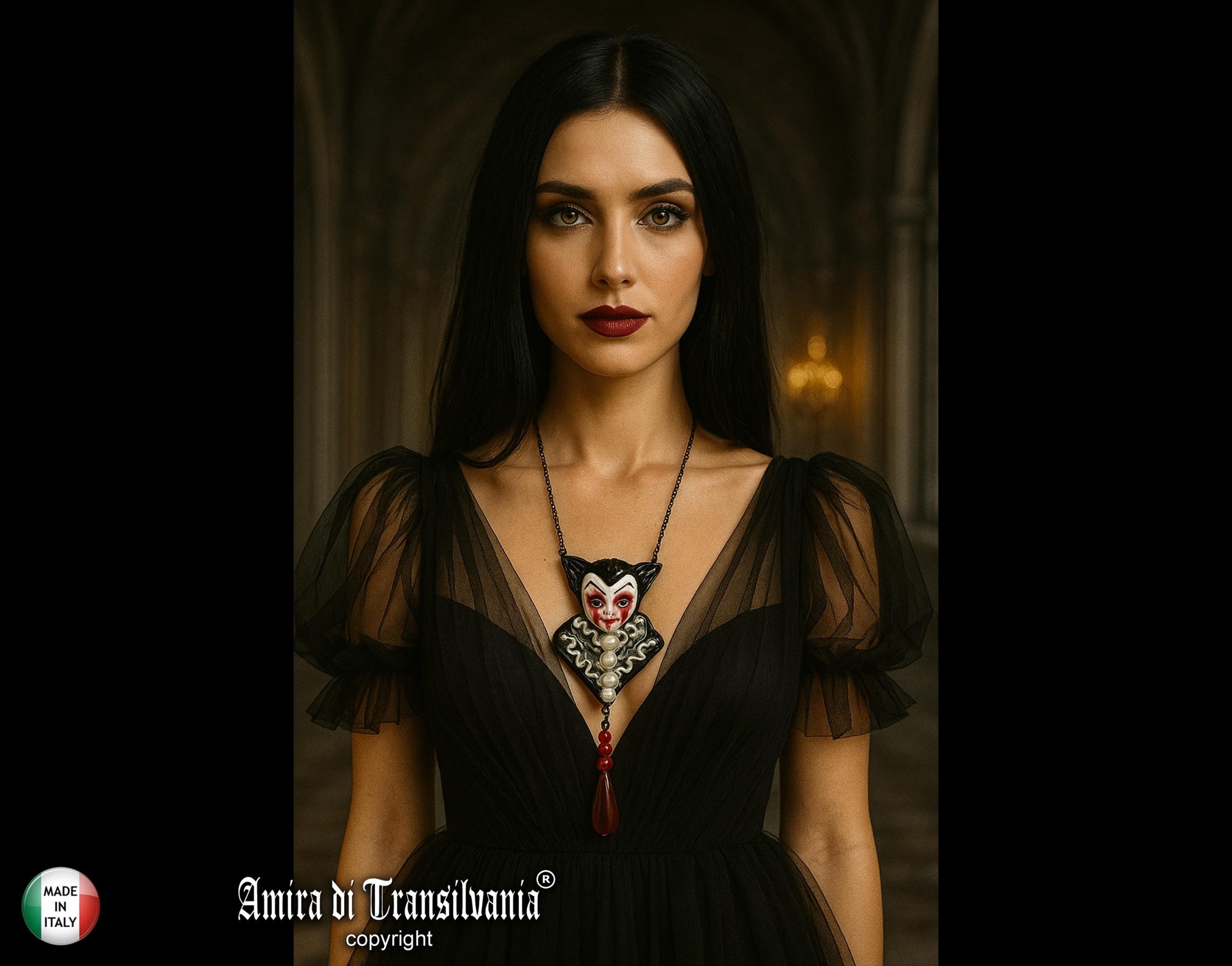 Bat Vampire Doll Pendant, Dracula Transilvania Gothic Jewel, Locket Medallion Charm, Jewelry Sculpture Necklace
