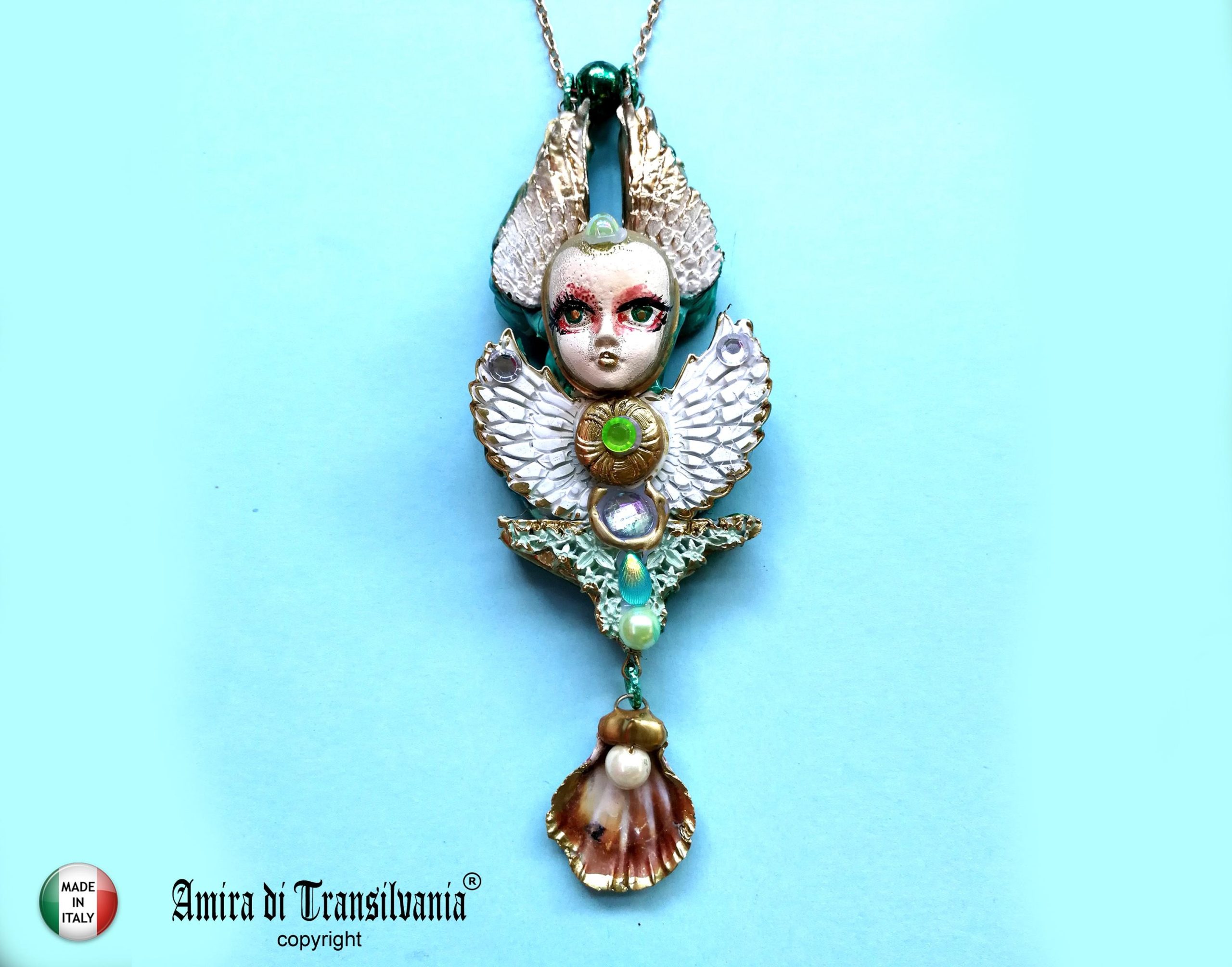 Art Deco Doll Head Pendant, Belle Epoque Necklace Charm