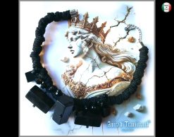 Handmade Italian Avant-Garde Black Stone Necklace, Chunky Collar