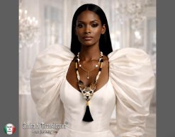 Sphinx Cat Necklace, Statement Jewelry Sculptural Pendant, Elegant Jewel Tassel Charm Egyptian Bib