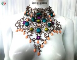 Marie Antoniette Collar Lace Choker, Embroidered Macrame Wedding Jewelry, Victorian Gothic Necklace Pearl Baroque