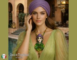 Belle Epoque Jewelry, Doll Head Sculpture Pendant, Four Leaf Clover Necklace, Magician Flower Urn