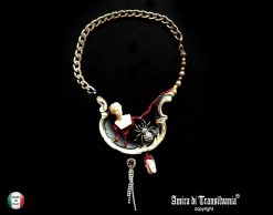 Brutalist Jewelry, Asymmetrical Necklace Antique Statue, Statement Chunky Bib Necklace, Spider Anatomical Finger Charm
