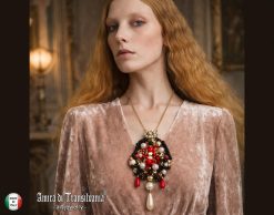 Baroque Pearl Necklace, Hand Embroidered Jewelry, Luxury Pendant Rococo Charm, Chain Amulet Antique Jewelry