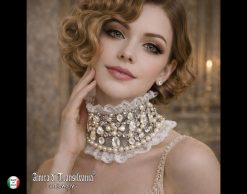 Marie Antoniette Choker, Embroidered Macrame Lace Jewelry, Silver Cameo Medallion Crystal Necklace Bib Collar