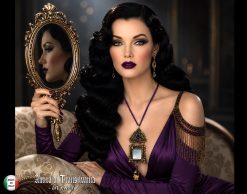 Snow White Witch's Mirror Necklace Pendant, Romantic Victorian Gothic Jewelry, Stone Charm Vintage Style