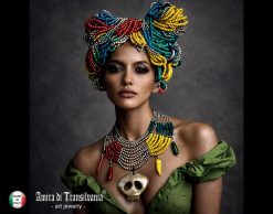 Mexican Jewelry, Ethnic Glamour Necklace, Whimsical Skull Pendant, Luxury Boho Charm Tribal Horn Gemstone