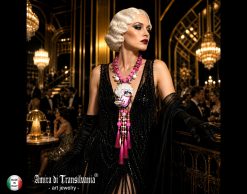 Lady Face Pendant, Belle Epoque Charleston Gasby Necklace Chunky Portrait, Bubble Gum Jewelry Charm