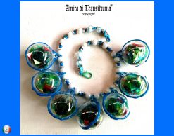 Futuristic Necklace Transparent Ball Jewelry, Avangarde Beaded Necklet Charm, Italian Design Choker Collar Caleidoscope