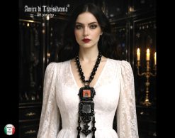 Black Mirror Necklace, Dark Academia Jewelry, Goth Jewel Antique Style, Victorian Gothic Witch Pendant