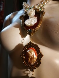 Cameo Silhouette, Statement Maximalist Jewelry Baroque Pendant, Luxury Necklace Rococo Romantic Gallery Wall Tie