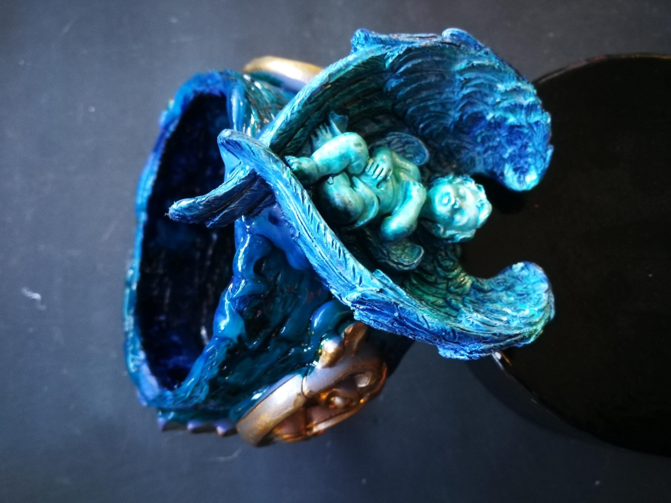 Guardian Angel Bracelet, Arm Cuff Bangle Sculptural Baroque Statement Jewelry, Maximalist Rococo Luxury Brand